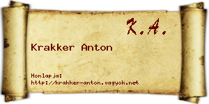 Krakker Anton névjegykártya